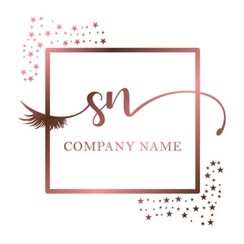 Initial logo SN handwriting women eyelash makeup cosmetic wedding modern premium vector