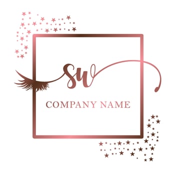 Initial logo SW handwriting women eyelash makeup cosmetic wedding modern premium vector