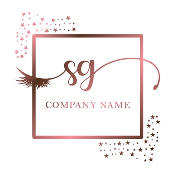 Initial logo SG handwriting women eyelash makeup cosmetic wedding modern premium vector