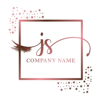 Initial logo JS handwriting women eyelash makeup cosmetic wedding modern premium vector