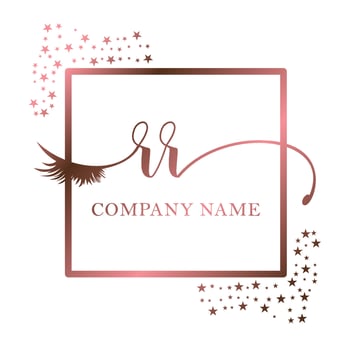 Initial logo RR handwriting women eyelash makeup cosmetic wedding modern premium vector