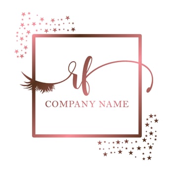Initial logo RF handwriting women eyelash makeup cosmetic wedding modern premium vector