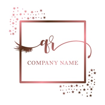 Initial logo QR handwriting women eyelash makeup cosmetic wedding modern premium vector