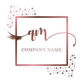 Initial logo QM handwriting women eyelash makeup cosmetic wedding modern premium vector