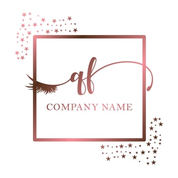 Initial logo QF handwriting women eyelash makeup cosmetic wedding modern premium vector