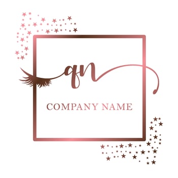 Initial logo QN handwriting women eyelash makeup cosmetic wedding modern premium vector