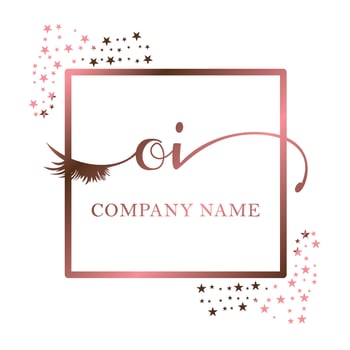 Initial logo OI handwriting women eyelash makeup cosmetic wedding modern premium vector