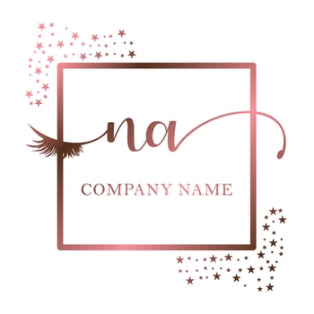 Initial logo NA handwriting women eyelash makeup cosmetic wedding modern premium vector