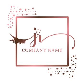 Initial logo JR handwriting women eyelash makeup cosmetic wedding modern premium vector