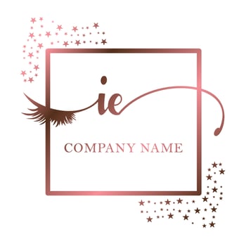 Initial logo IE handwriting women eyelash makeup cosmetic wedding modern premium vector