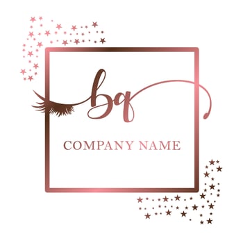 Initial logo BQ handwriting women eyelash makeup cosmetic wedding modern premium vector