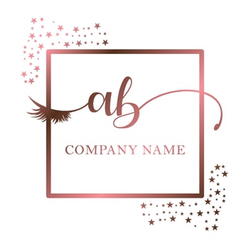 Initial logo AB handwriting women eyelash makeup cosmetic wedding modern premium vector