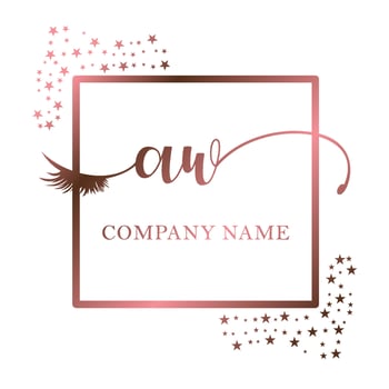 Initial logo AW handwriting women eyelash makeup cosmetic wedding modern premium vector
