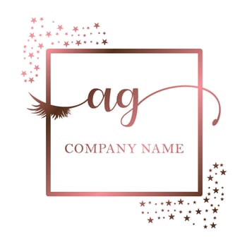 Initial logo AG handwriting women eyelash makeup cosmetic wedding modern premium vector