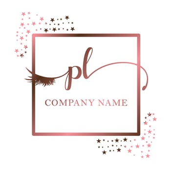 Initial logo PL handwriting women eyelash makeup cosmetic wedding modern premium vector