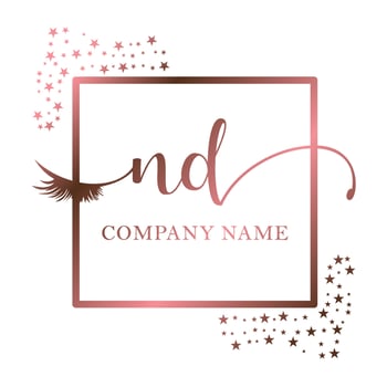 Initial logo ND handwriting women eyelash makeup cosmetic wedding modern premium vector