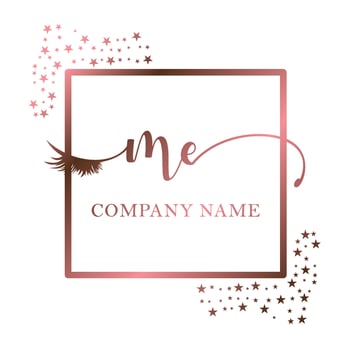 Initial logo ME handwriting women eyelash makeup cosmetic wedding modern premium vector