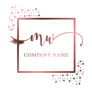 Initial logo MW handwriting women eyelash makeup cosmetic wedding modern premium vector