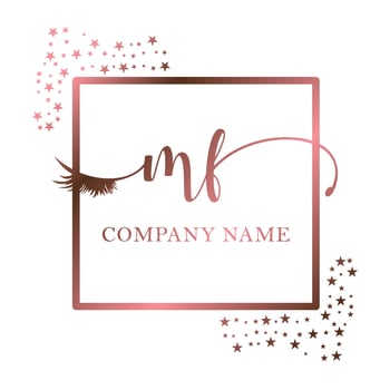 Initial logo MF handwriting women eyelash makeup cosmetic wedding modern premium vector