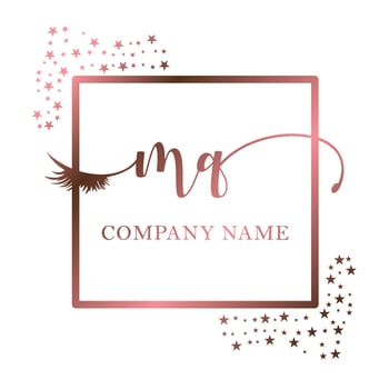 Initial logo MQ handwriting women eyelash makeup cosmetic wedding modern premium vector