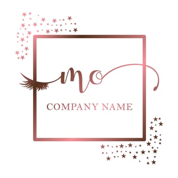 Initial logo MO handwriting women eyelash makeup cosmetic wedding modern premium vector