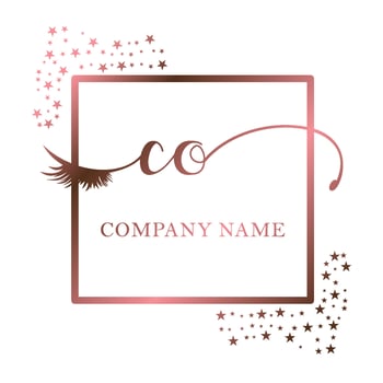 Initial logo CO handwriting women eyelash makeup cosmetic wedding modern premium vector