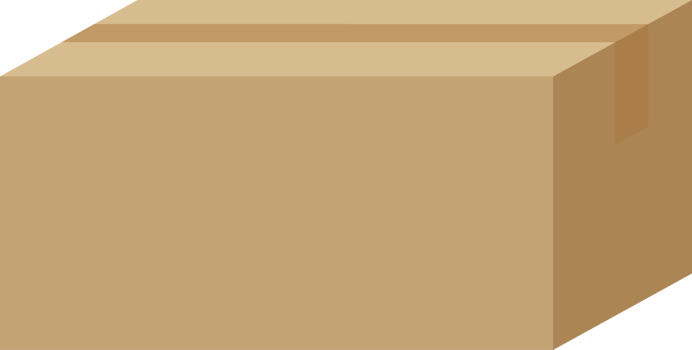 Closed cardboard box taped up, brown closed delivery packaging box png