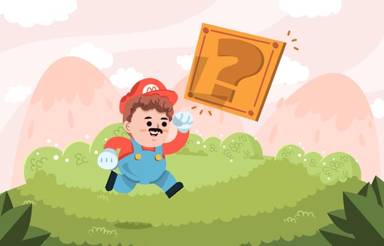 Plumber Boy Jump Hit Mystery Box Concept vector