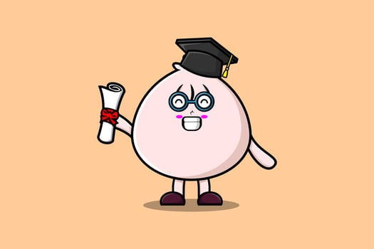 Cute cartoon Dim sum student on graduation day vector