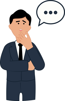 young businessman thinking, searching idea, trying to find a solution. Brainstorming concept. people character illustration png
