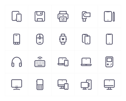 Device and computer line icon set png