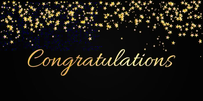 Congratulations, modern calligraphy. Vector colorful festive calligraphic greeting card