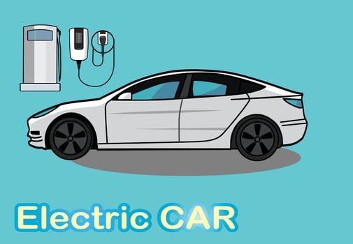 white electric car modern style vector
