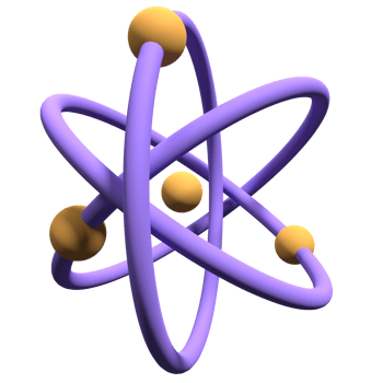 3d render of abstract model of atom. Atom 3d rendering. Protons neutrons and electrons. 3d render illustration png