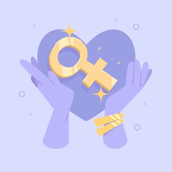 Women's Progress and Power. A Flat Vector Design of a Woman Taking Control on International Women's Day