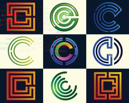 C initial Tech logo vector set. Letter C logo design template, Technology, and digital logotype.