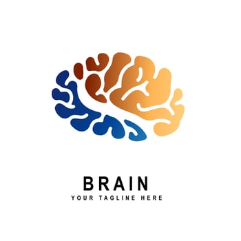 Abstract human brain logo design template concept vector illustration.