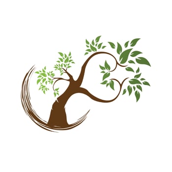 Organic logo. Leafs in hand logo. Natural products logo. Cosmetics icon. Spa logo vector