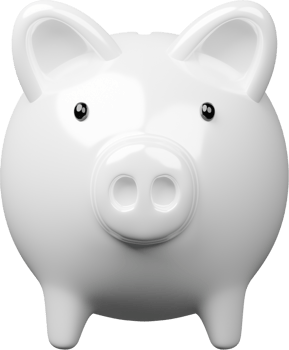 White piggy bank, 3D render illustration. png