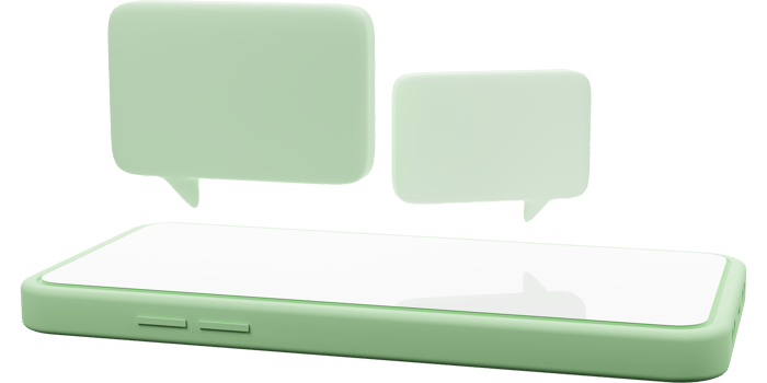 Smartphone with minimal bubble chatting, 3d render illustration. png