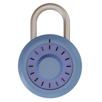 3d rendering illustration of cute cartoon padlock icon. Lock with combination. Minimal concept png