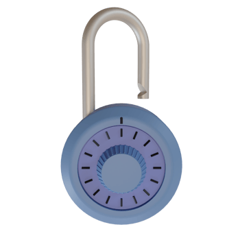 3d rendering cute cartoon illustration of padlock icon. unlock with combination. Minimal concept png
