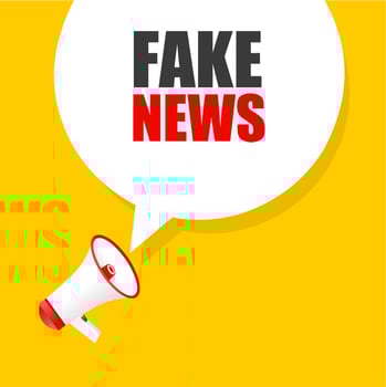 Fake news. Fake news speech bubble icon with megaphone. Flat vector illustration.