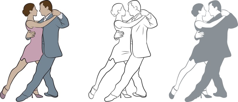 Dancers in Ballroom Design Set. vector