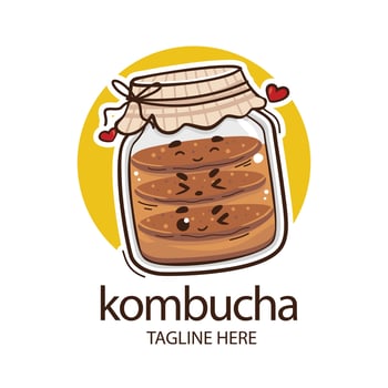 hand drawn kombucha logo template vector