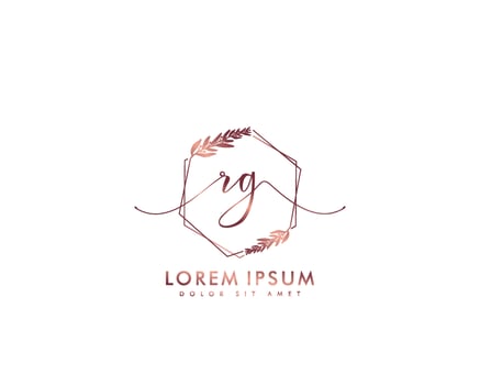Initial RG Feminine logo beauty monogram and elegant logo design, handwriting logo of initial signature, wedding, fashion, floral and botanical with creative template vector