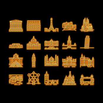 Europe Monument Construction neon glow icon illustration vector