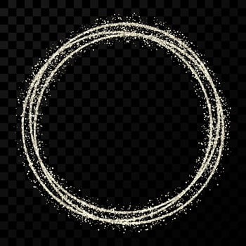 Silver circle frame. Modern shiny frame with light effects isolated on dark vector