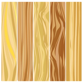 Five wooden boards. Vector abstract wood texture in flat design.