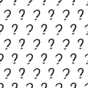 Seamless pattern with hand drawn question mark symbol. Black sketch question mark symbol on white background. Vector illustration